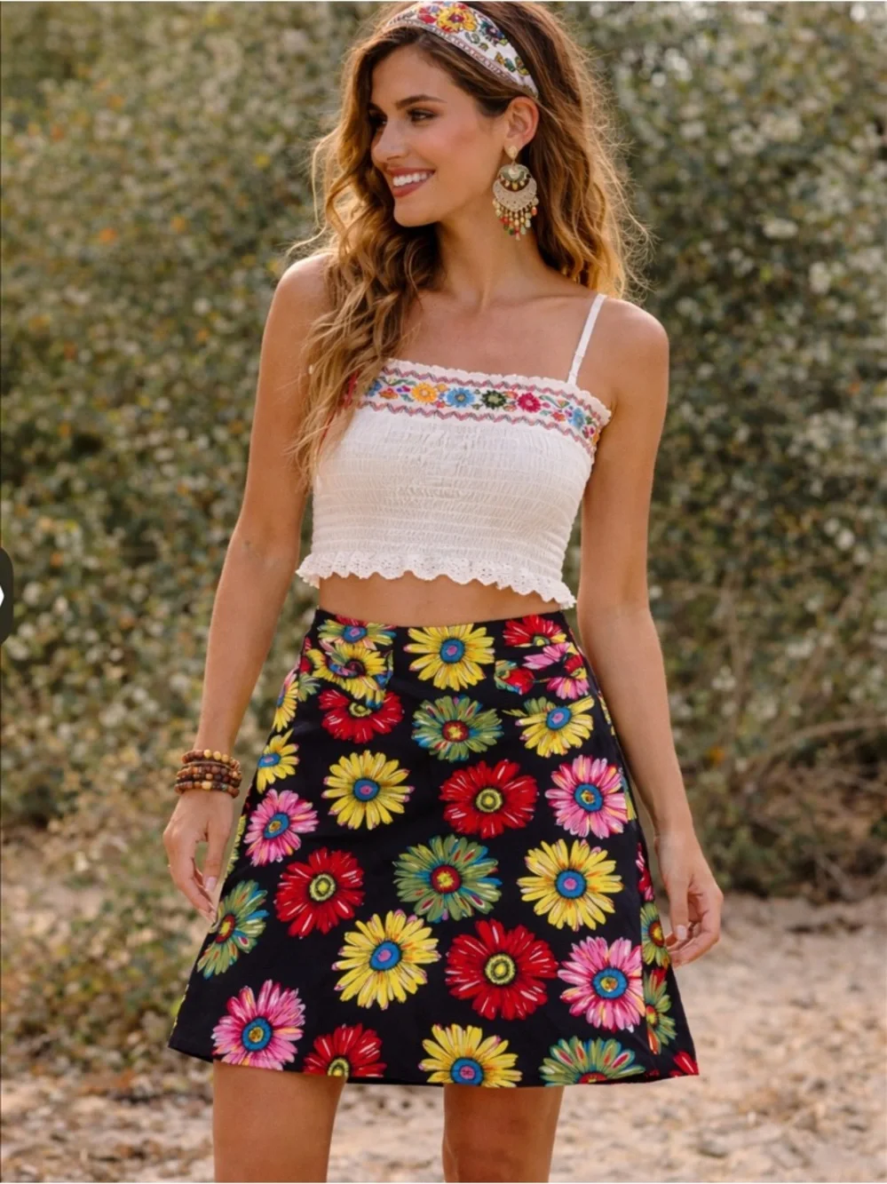 Andrea Viccaro Y2K 1990’s Colorful Daisy ‎ Bright Artsy Pencil Skirt. Size 10
